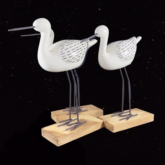 3 Piece Lucier Beach Bird Figurine Set Wood Figurine Home Decor 9”T Decorative - Picture 2 of 8